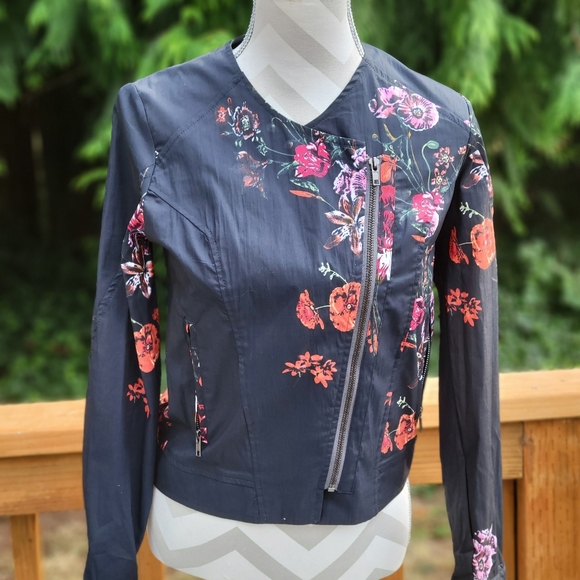 shay & coco Jackets & Blazers - Shay & Coco Floral Moto Jacket